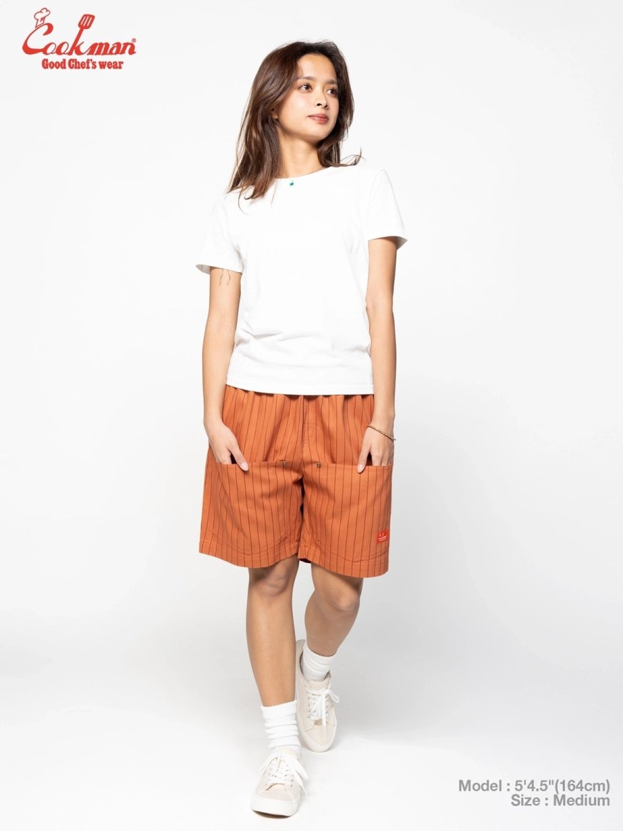 画像8: COOKMAN  シェフパンツ Chef Pants Short Front PocketHerringbone Stripe Brick (8)