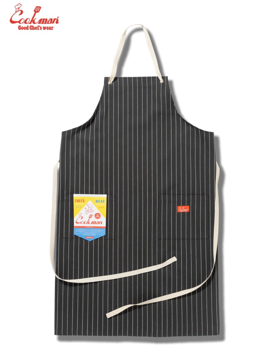 画像2: COOKMAN  ロングエプロン Long Apron Herringbone Stripe Charcoal (2)