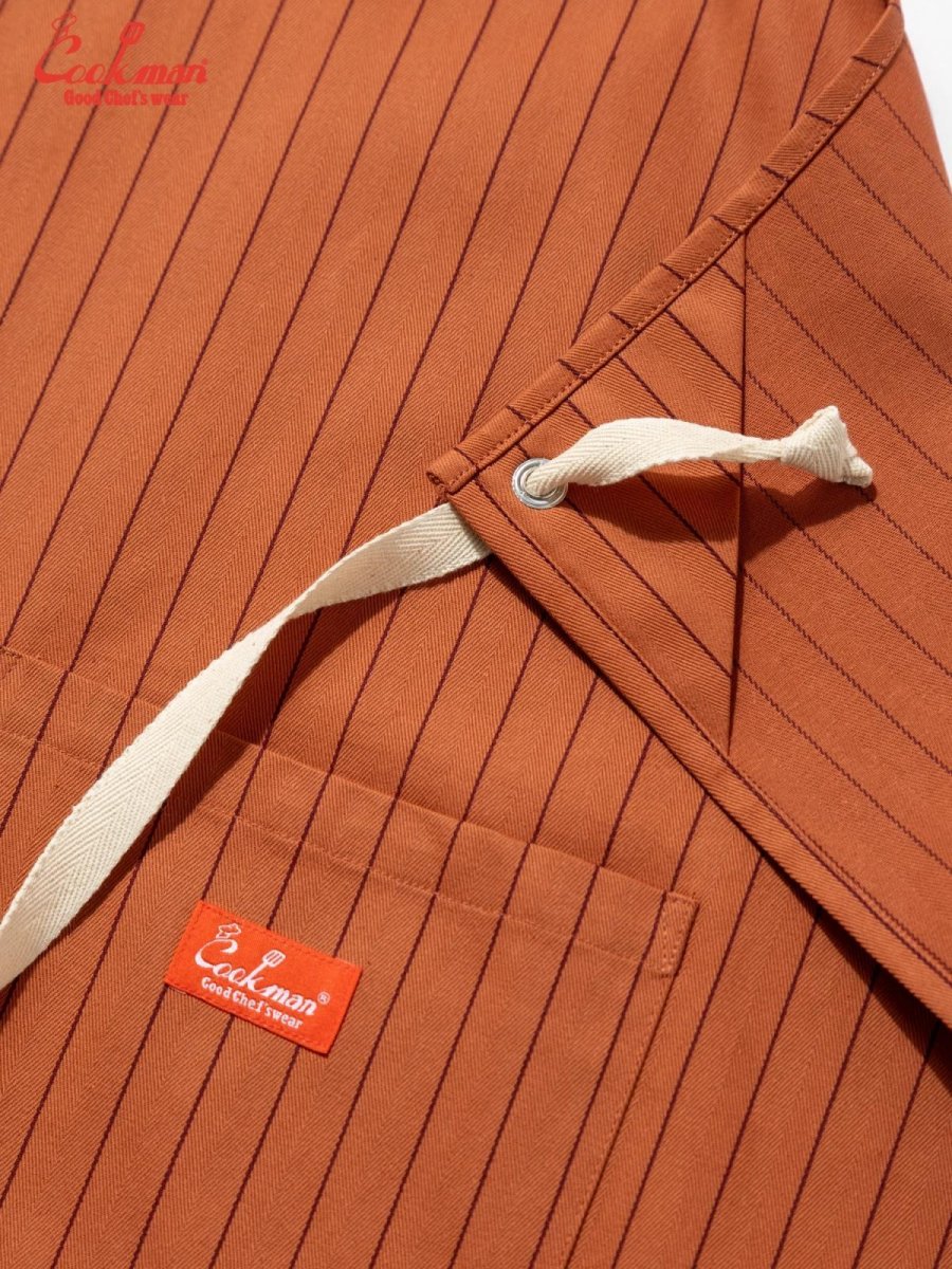 画像4: COOKMAN  ロングエプロン Long Apron Herringbone Stripe Brick (4)