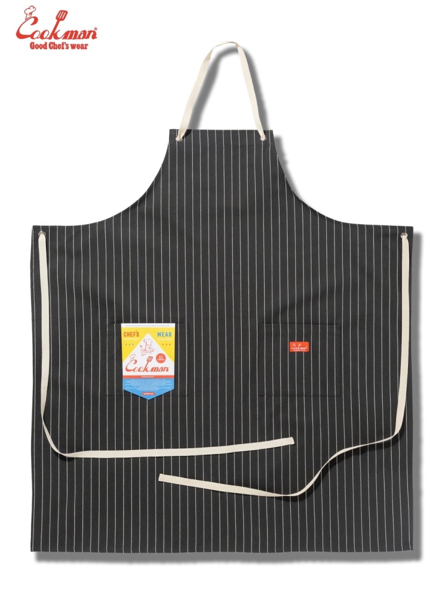 画像1: COOKMAN  ロングエプロン Long Apron Herringbone Stripe Charcoal (1)