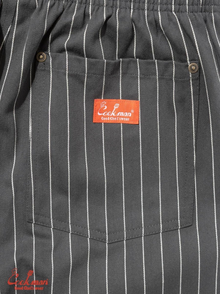 画像17: COOKMAN  シェフパンツ Chef Pants Short Front Pocket Herringbone Stripe Charcoal (17)