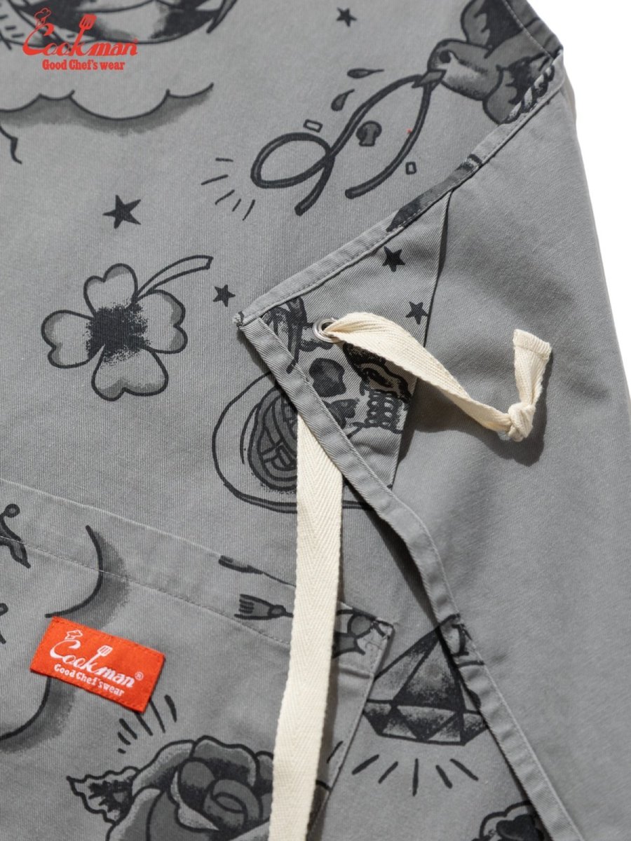 画像4: COOKMAN  ロングエプロン Old Tattoo Gray (4)