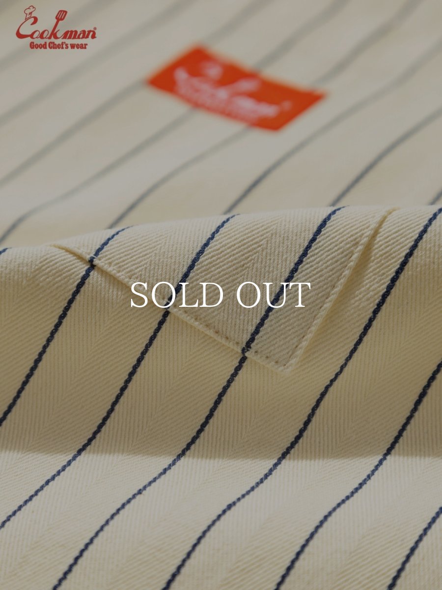 画像7: COOKMAN  ロングエプロン Long Apron Herringbone Stripe Cream (7)