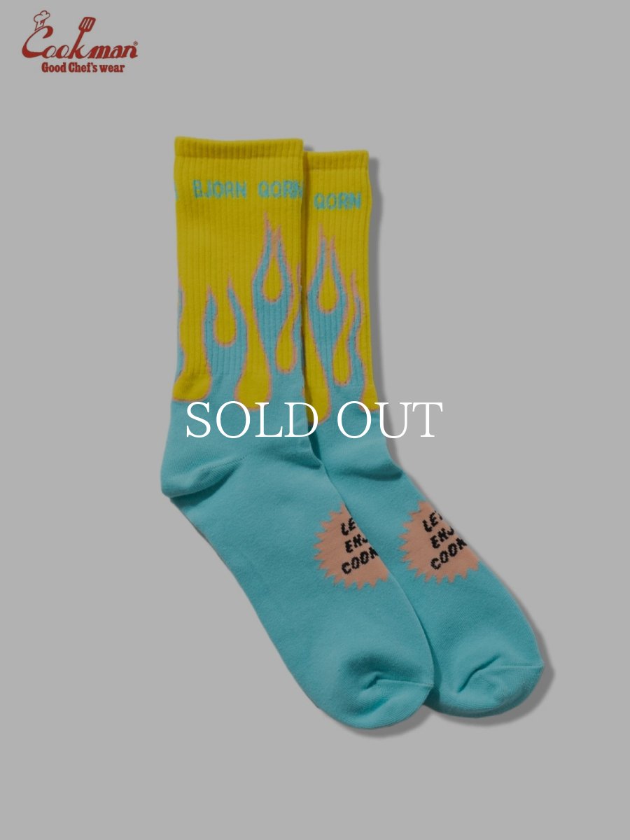 画像2: COOKMAN  ソックス Rib Crew Socks BjornQorn Flame Blue (2)