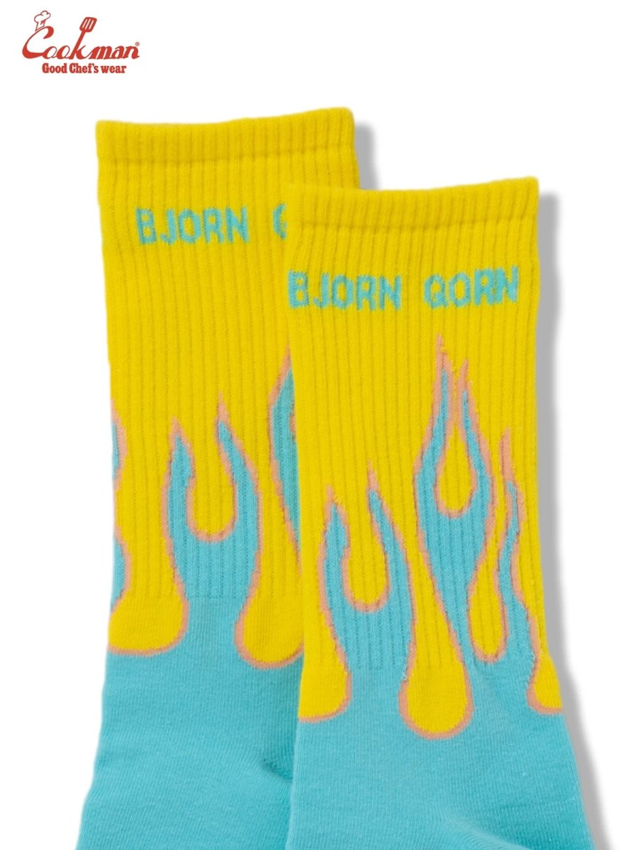 画像3: COOKMAN  ソックス Rib Crew Socks BjornQorn Flame Blue (3)