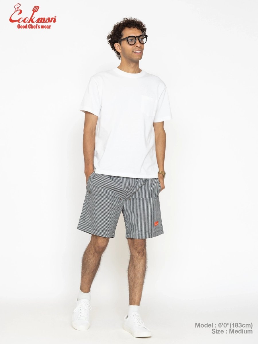 画像4: COOKMAN  シェフパンツ Chef Pants Short Front Pocket Hickory Black (4)