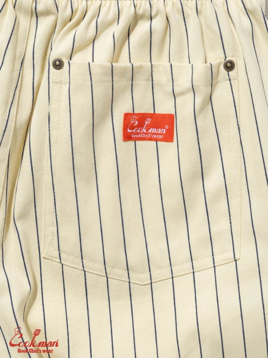 画像17: COOKMAN  シェフパンツ Chef Pants Short Front PocketHerringbone Stripe Cream (17)