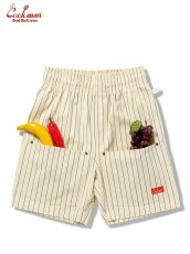画像1: COOKMAN  シェフパンツ Chef Pants Short Front PocketHerringbone Stripe Cream (1)