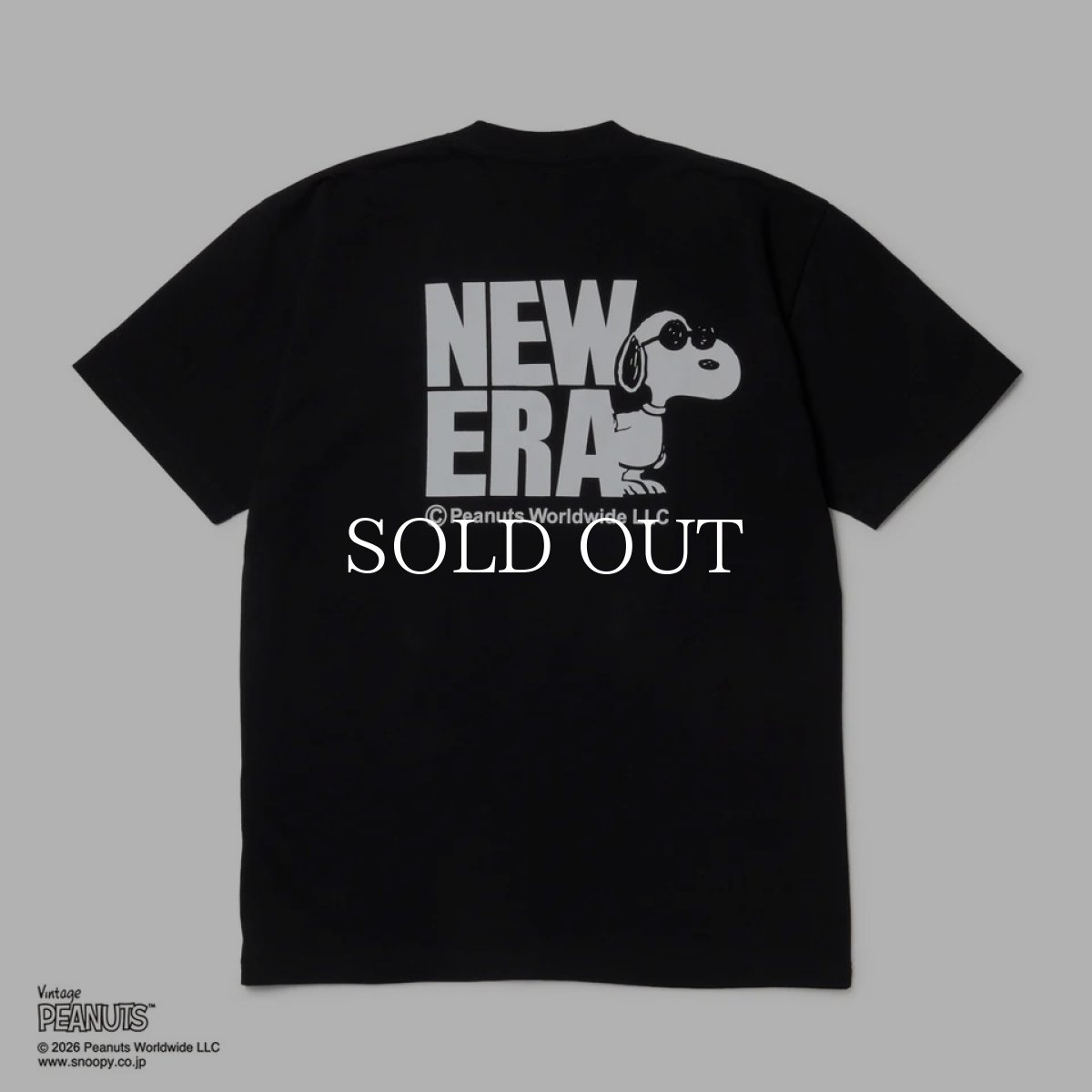 画像2: NEW ERA  半袖 コットン Tシャツ Vintage PEANUTS ピーナッツ JOE COOL ジョー・クール ブラック (2)