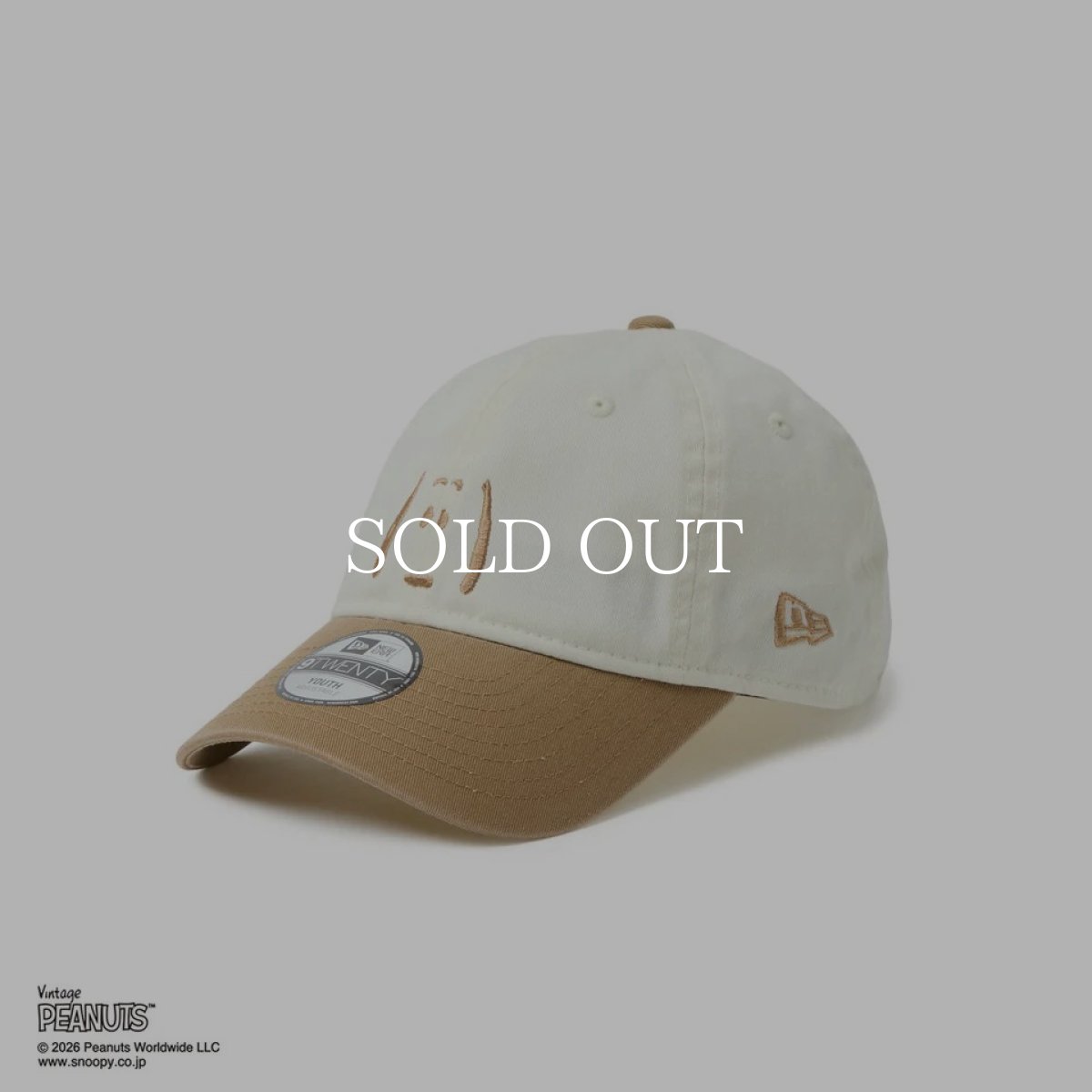 画像1: NEW ERA  キッズ Youth 9TWENTY Vintage PEANUTS ピーナッツ 2-Tone クロームホワイト/カーキ (1)