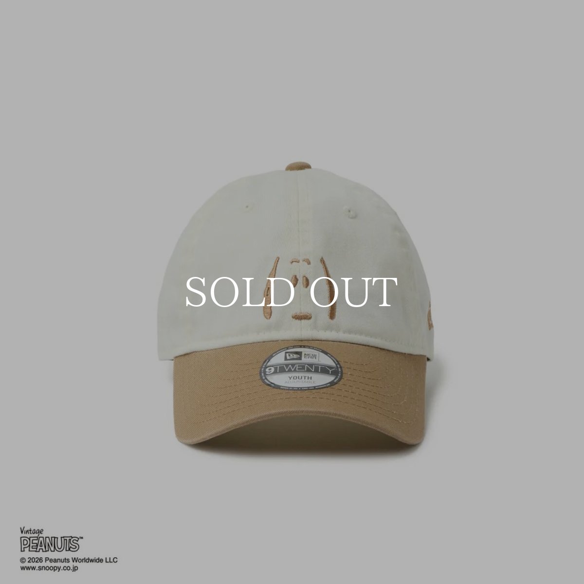 画像3: NEW ERA  キッズ Youth 9TWENTY Vintage PEANUTS ピーナッツ 2-Tone クロームホワイト/カーキ (3)