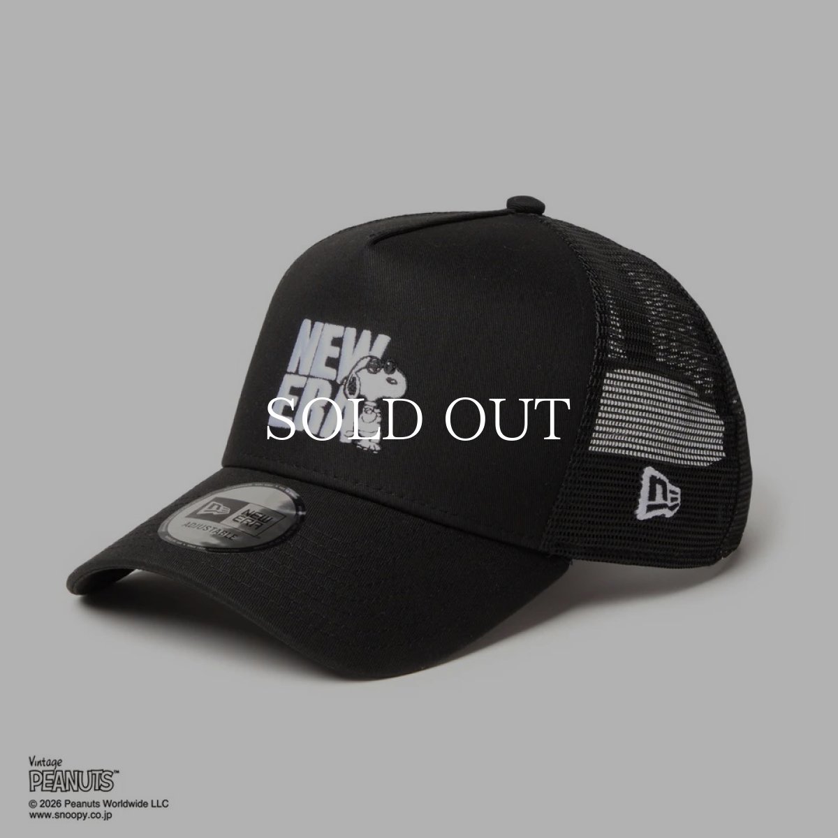 画像1: NEW ERA   9FORTY A-Frame トラッカー Vintage PEANUTS ピーナッツ JOE COOL ジョー・クール ブラック (1)