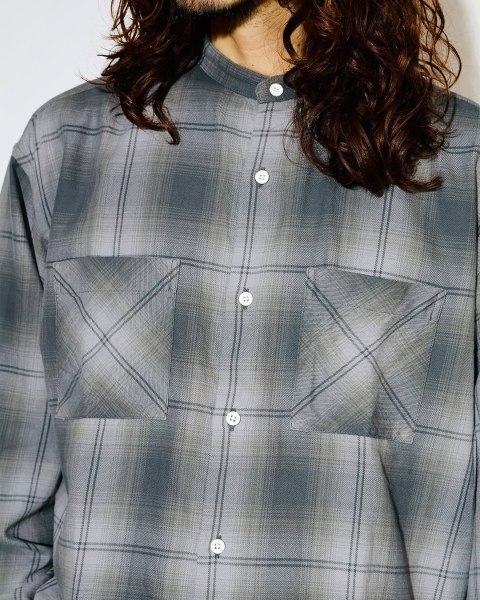 画像3: nonnative  OFFICER STAND COLLAR L/S SHIRT COTTON TWILL OMBRE CHECK by Rafu (3)