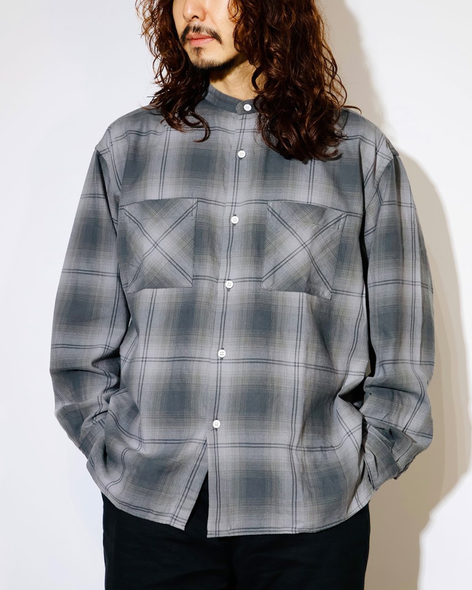 画像2: nonnative  OFFICER STAND COLLAR L/S SHIRT COTTON TWILL OMBRE CHECK by Rafu (2)