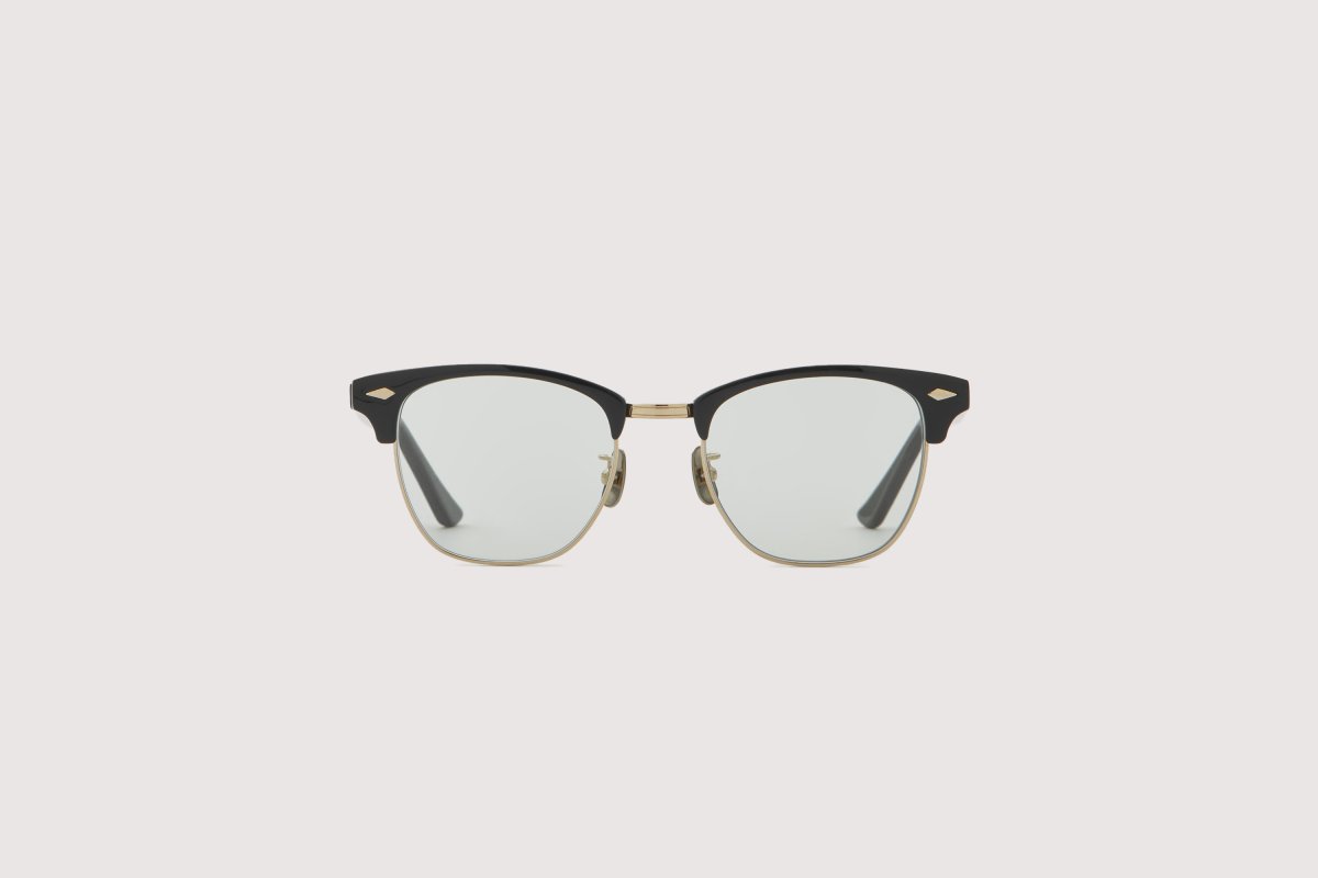 画像1: NOCHINO OPTICAL  YUGEN #2. GLOSS BLACK & CHAMPAGNE GOLD × GREY GREEN to D.GREY (調光) (1)