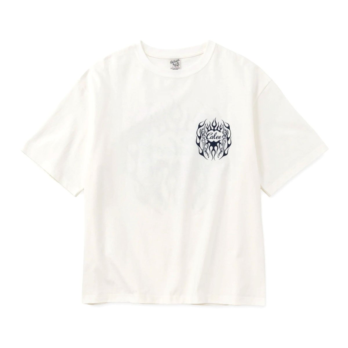 画像1: CALEE  VINTAGE TYPE FLAME LOGO PINSTRIPING S/ S TEE ＜NATURALLY PAINT DESIGN＞ (1)
