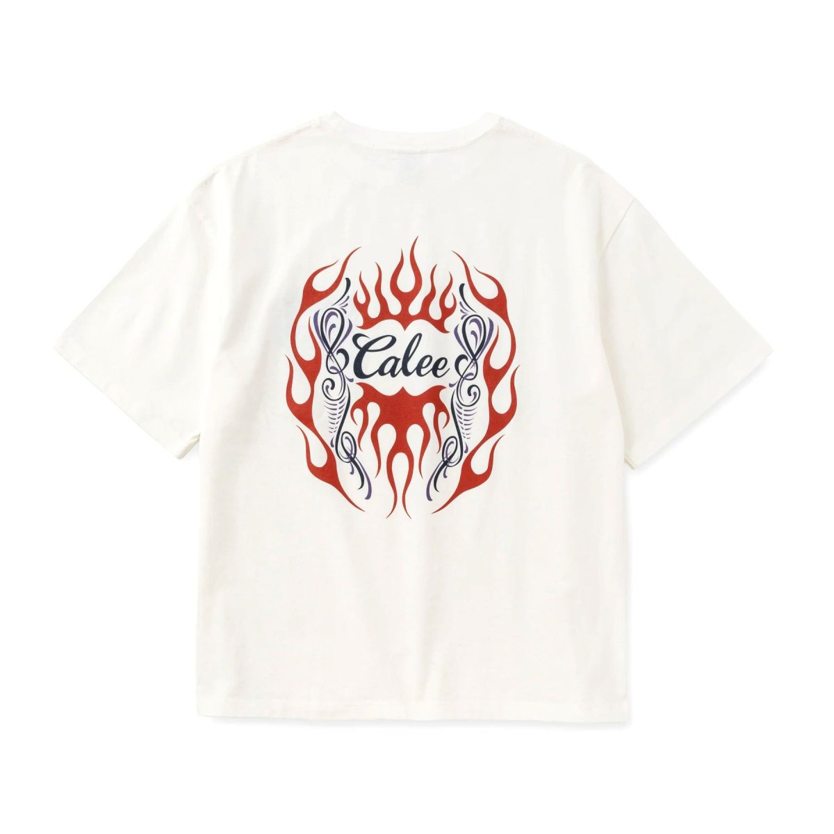 画像2: CALEE  VINTAGE TYPE FLAME LOGO PINSTRIPING S/ S TEE ＜NATURALLY PAINT DESIGN＞ (2)