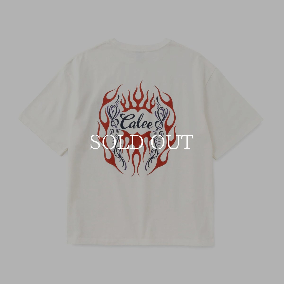画像2: CALEE  VINTAGE TYPE FLAME LOGO PINSTRIPING S/ S TEE ＜NATURALLY PAINT DESIGN＞ (2)