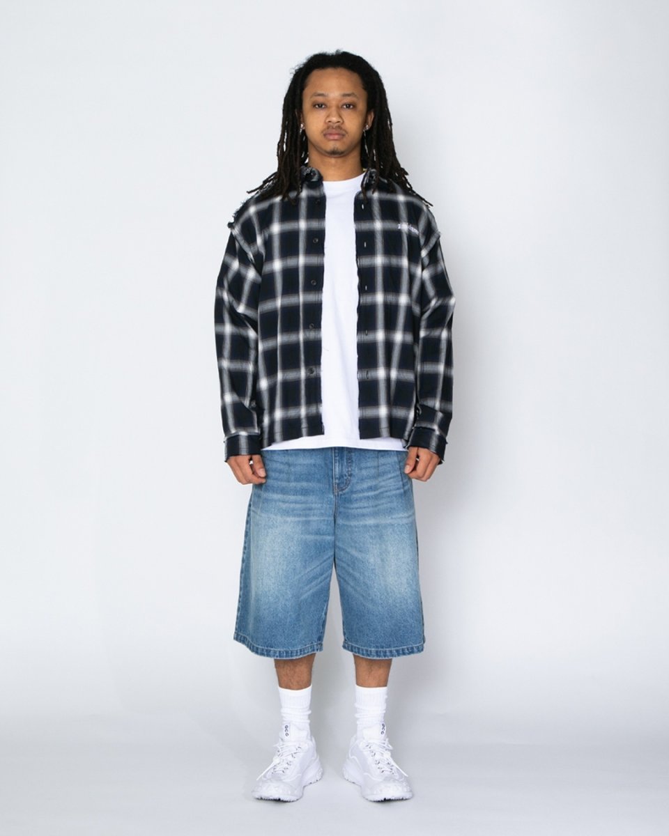 画像2: APPLEBUM  Cut Off Ombre Check Shirt (2)