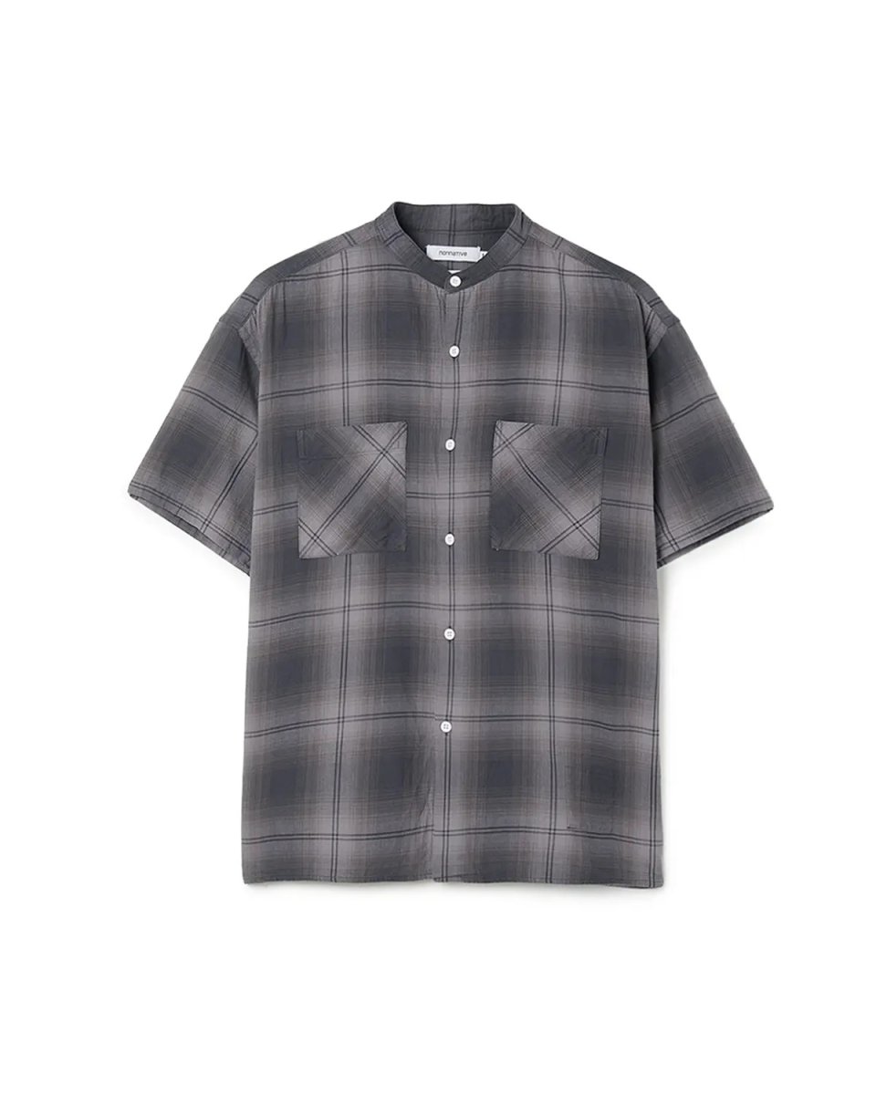 画像2: nonnative  OFFICER STAND COLLAR S/S SHIRT COTTON TWILL OMBRE CHECK by Rafu (2)