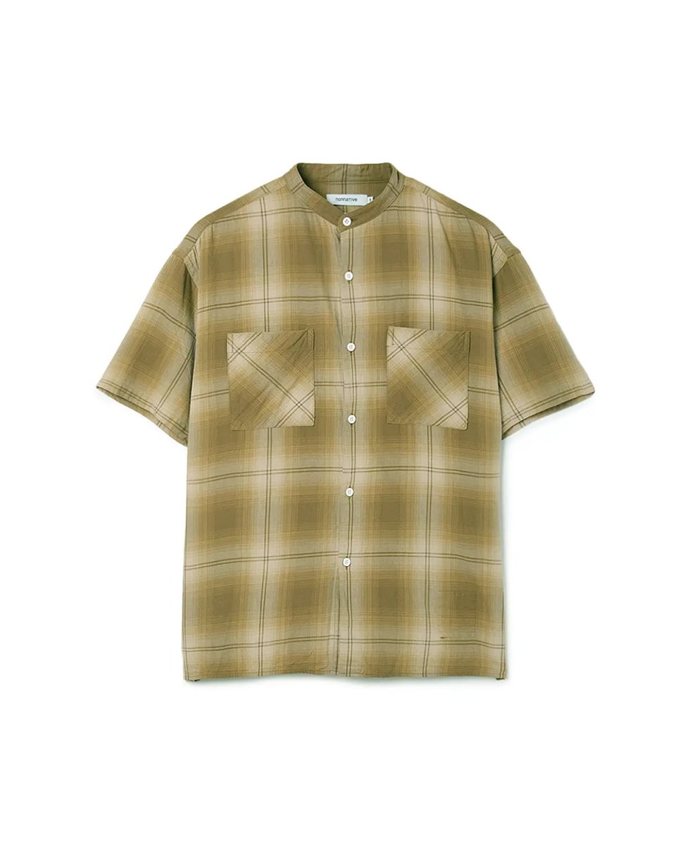 画像1: nonnative  OFFICER STAND COLLAR S/S SHIRT COTTON TWILL OMBRE CHECK by Rafu (1)