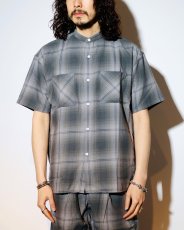 画像2: nonnative  OFFICER STAND COLLAR S/S SHIRT COTTON TWILL OMBRE CHECK by Rafu (2)