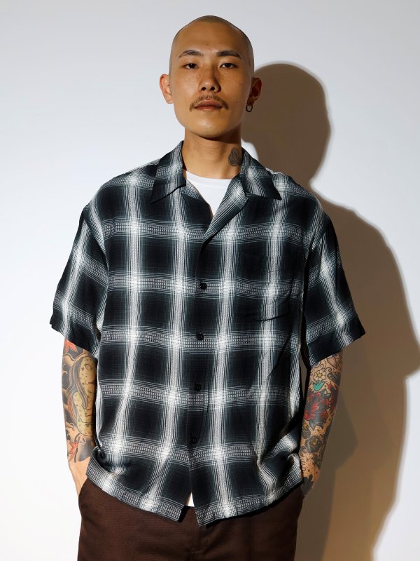 MINEDENIM Rayon Dobby Plaid S.S Open Collar SH 2605-5004 公式通販