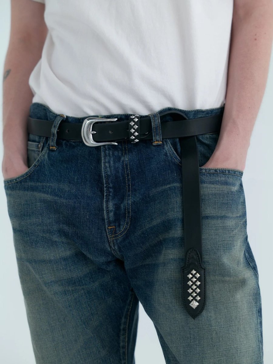 画像2: CALEE  STUDS LEATHER NARROW BELT ＜TYPE B＞ (2)