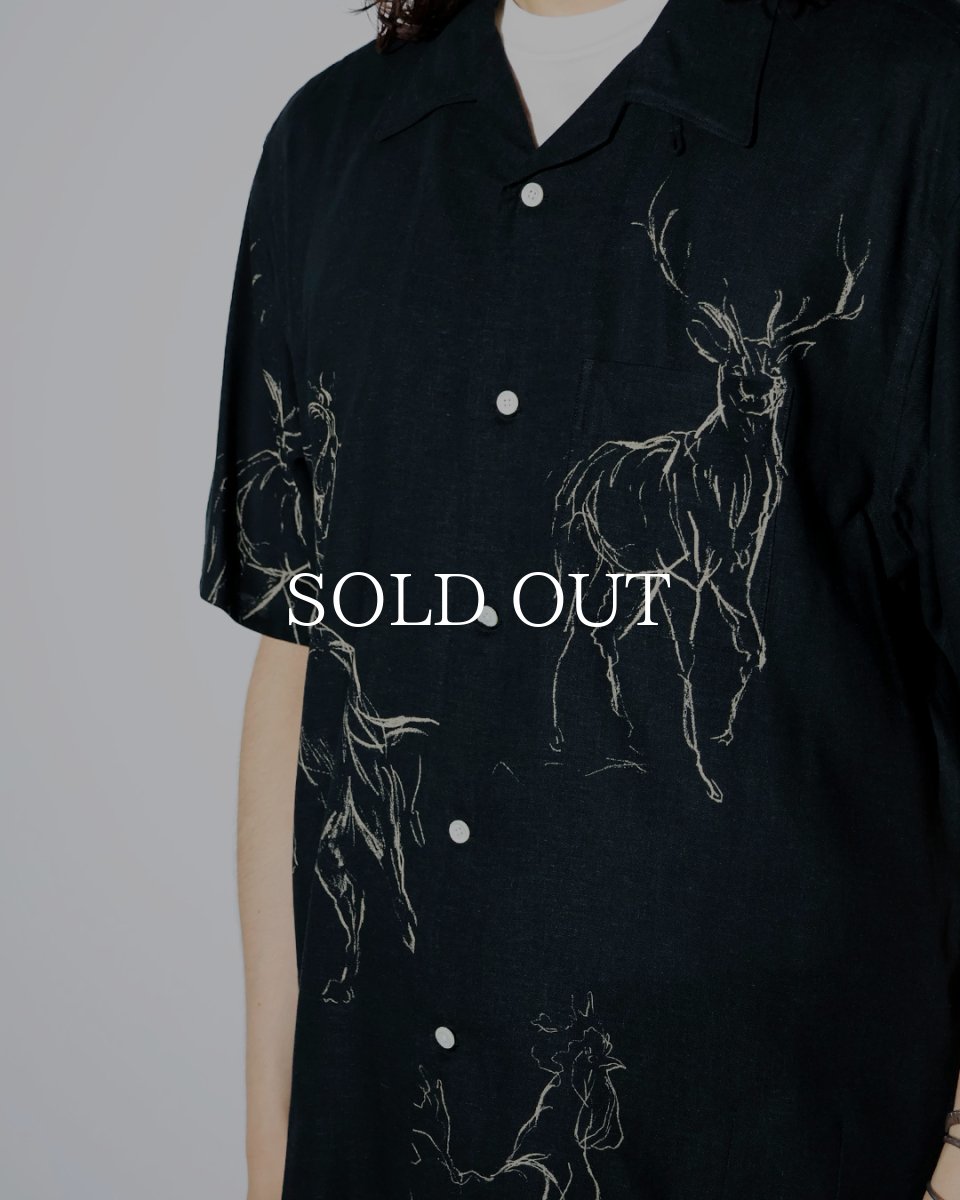 画像4: OLD JOE   ORIGINAL PRINTED OPEN COLLAR SHIRTS (ANIMAL DRAWING) Short-sleeve (4)