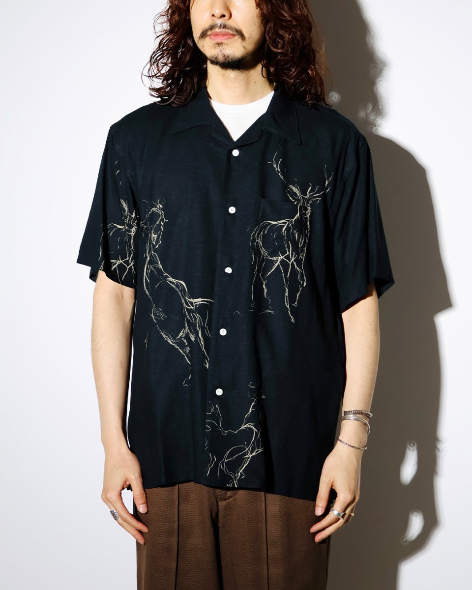 画像3: OLD JOE   ORIGINAL PRINTED OPEN COLLAR SHIRTS (ANIMAL DRAWING) Short-sleeve (3)
