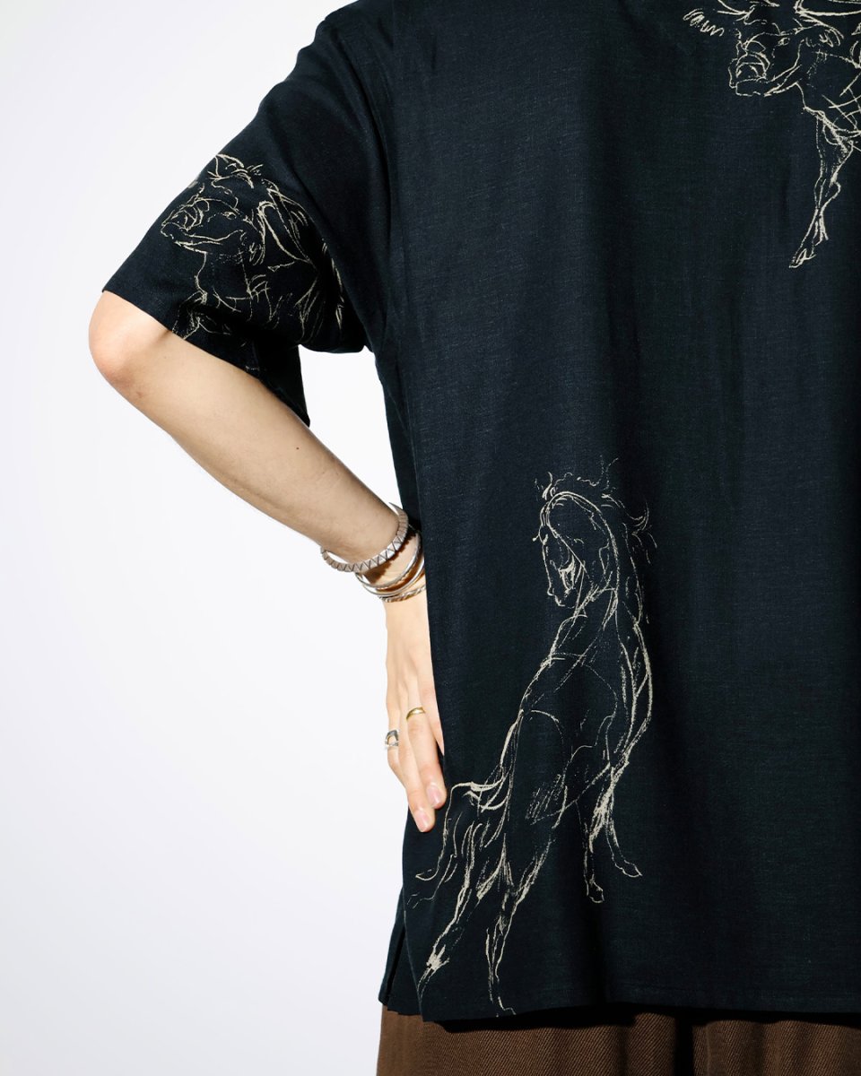 画像6: OLD JOE   ORIGINAL PRINTED OPEN COLLAR SHIRTS (ANIMAL DRAWING) Short-sleeve (6)