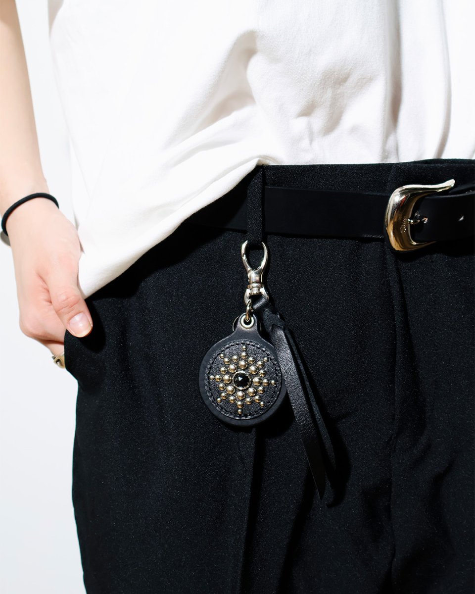 画像4: CALEE  COLOR STONE STUDS LEATHER KEY RING (4)