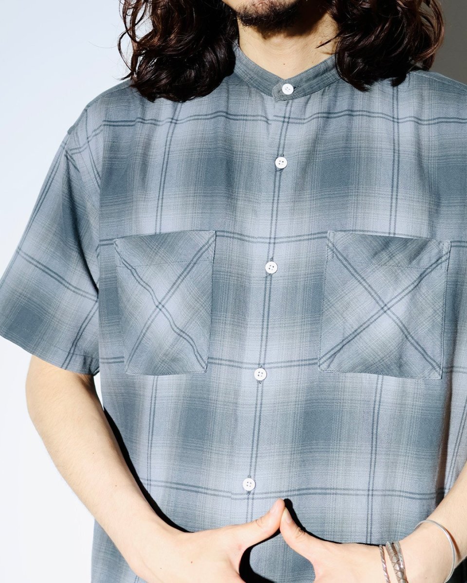 画像3: nonnative  OFFICER STAND COLLAR S/S SHIRT COTTON TWILL OMBRE CHECK by Rafu (3)