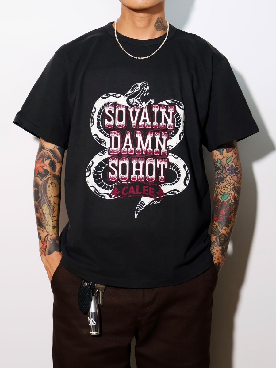 画像4: CALEE  GARMENT DYE SNAKE LOGO TEE   (4)