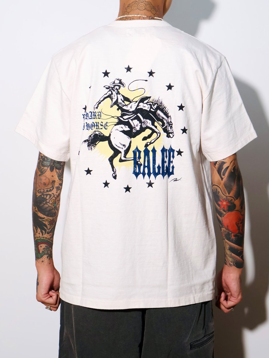 画像4: CALEE  GARMENT DYE IRON HORSE TEE   (4)
