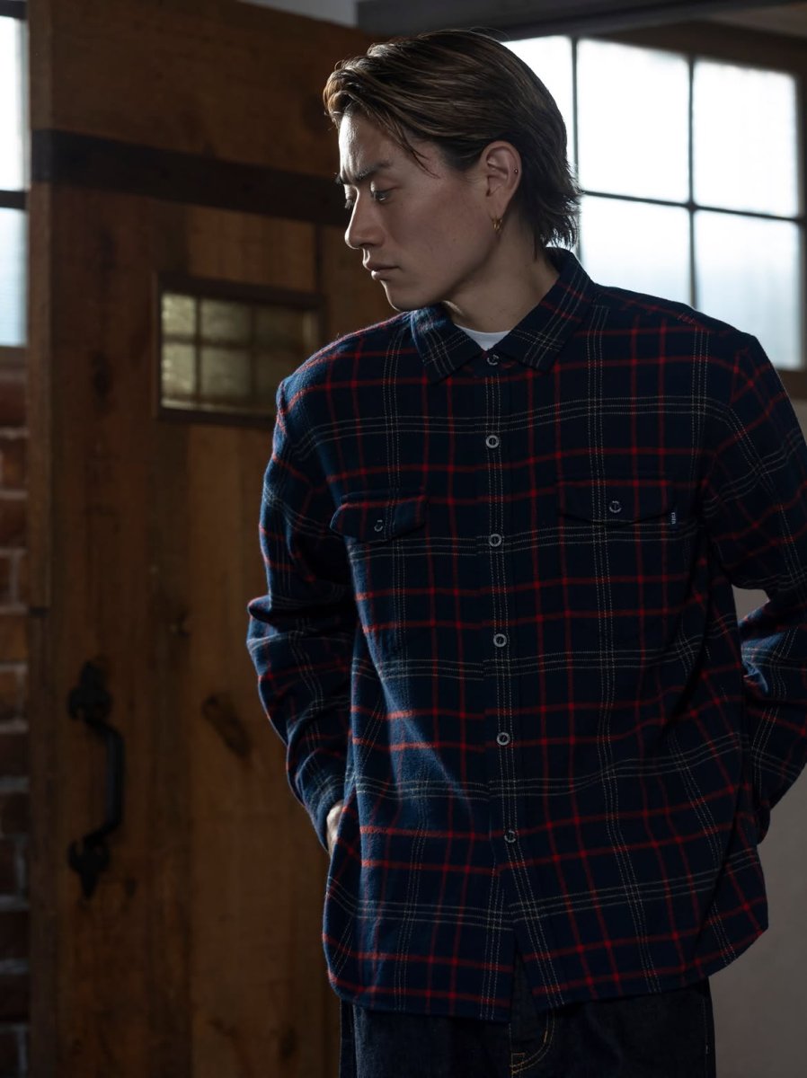画像8: RATS   COTTON FLANNEL CHECK SHIRT (8)