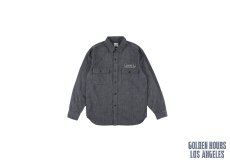 画像1: STANDARD CALIFORNIA  SD Logo Patch Black Chambray Work Shirt Vintage Wash (1)