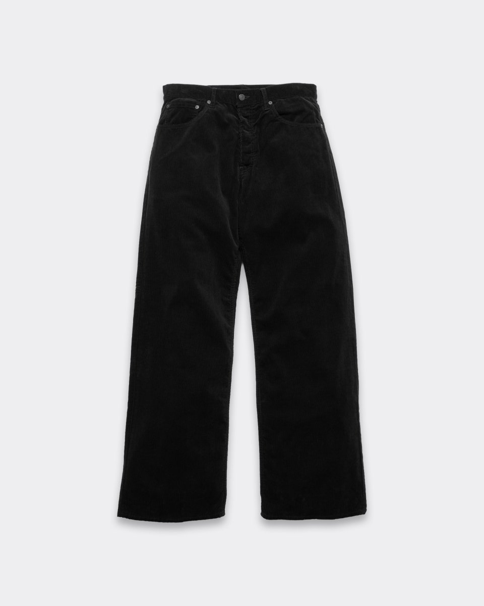 画像1: MINEDENIM  Black Corduroy Wide Straight 5pocket Pants (1)