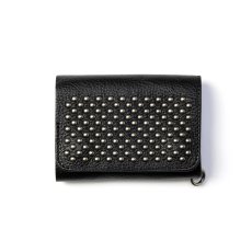 画像1: CALEE  ROUND STUDS LEATHER FLAP HALF WALLET (1)