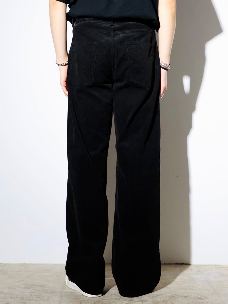 画像4: MINEDENIM  Black Corduroy Wide Straight 5pocket Pants (4)