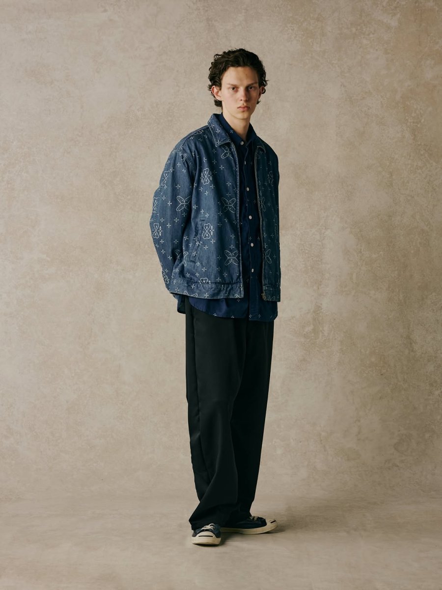画像10: CALEE  CROSS PATTERN JACQUARD DENIM SWINGTOP (10)