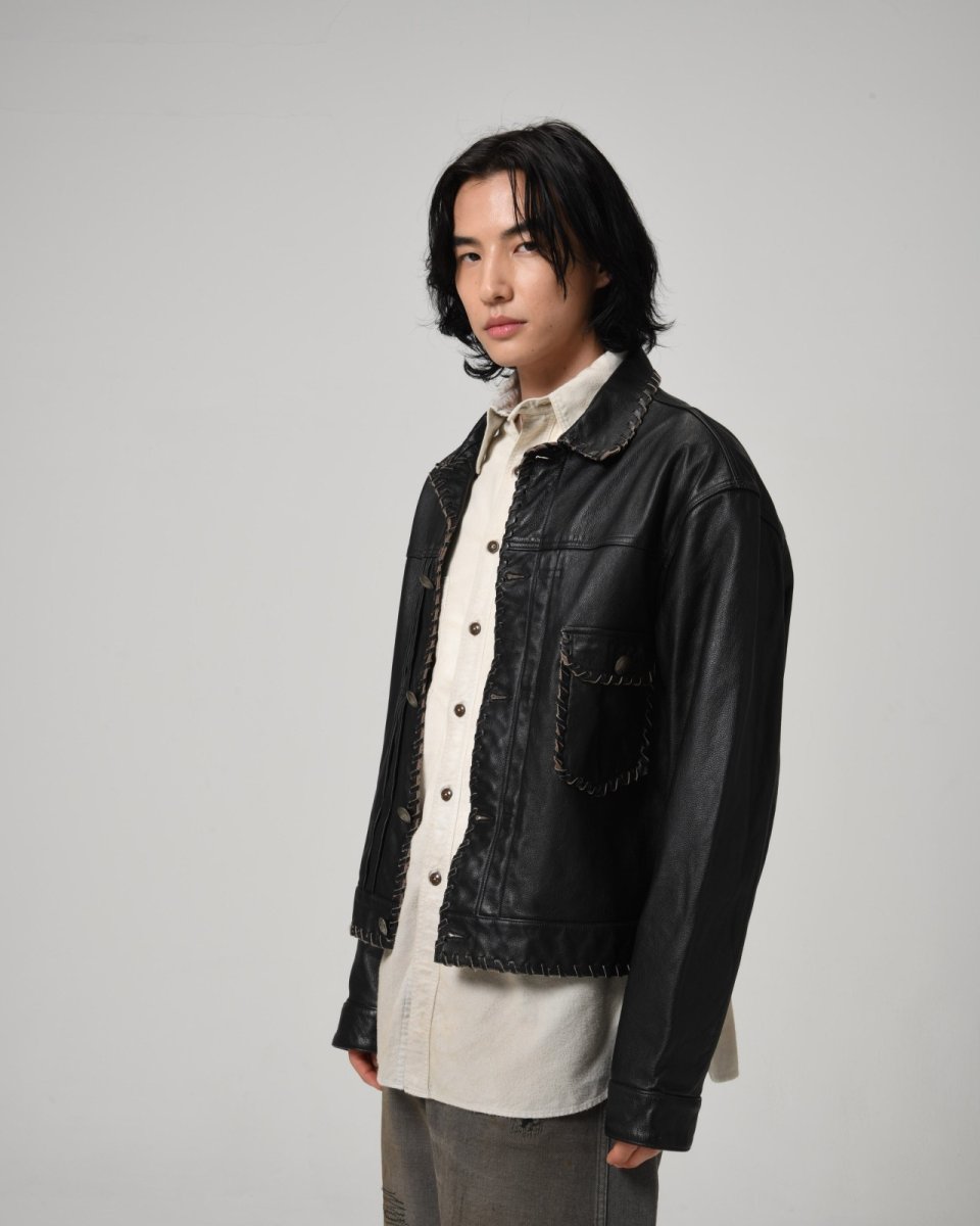 画像17: BOW WOW  LACE-UP LEATHER TRUCKER JACKET (17)