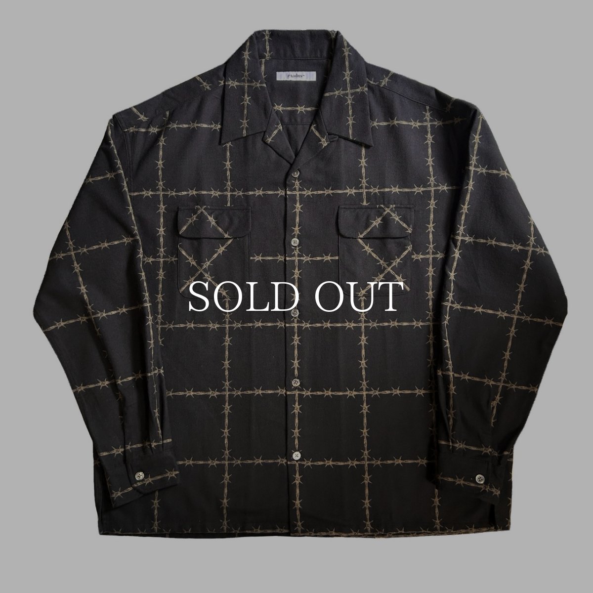 画像1: exodus brand  有刺鉄線 OPEN COLLAR L/S SHIRT (1)