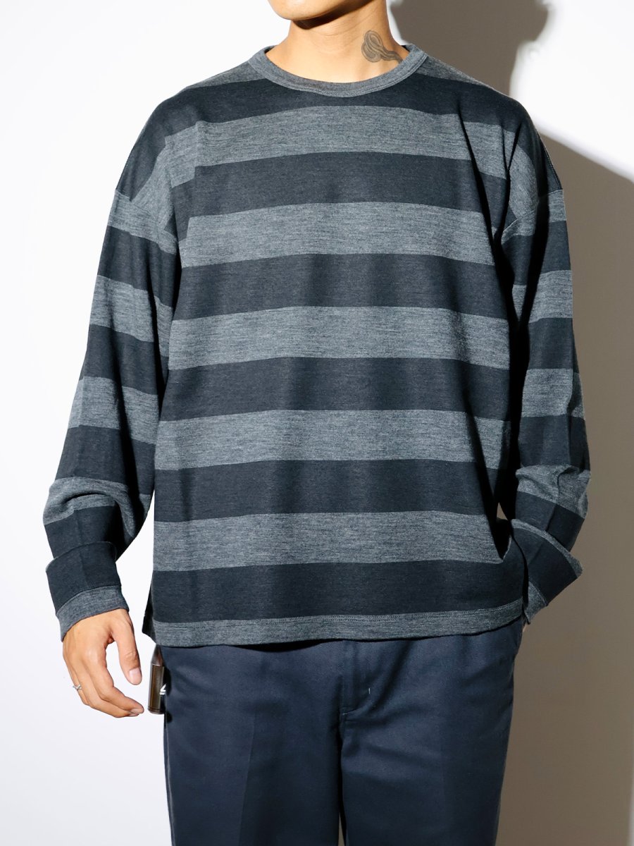 画像3: MINEDENIM  EF.Wool Interlock Border Print Crewneck L/S Pullover (3)