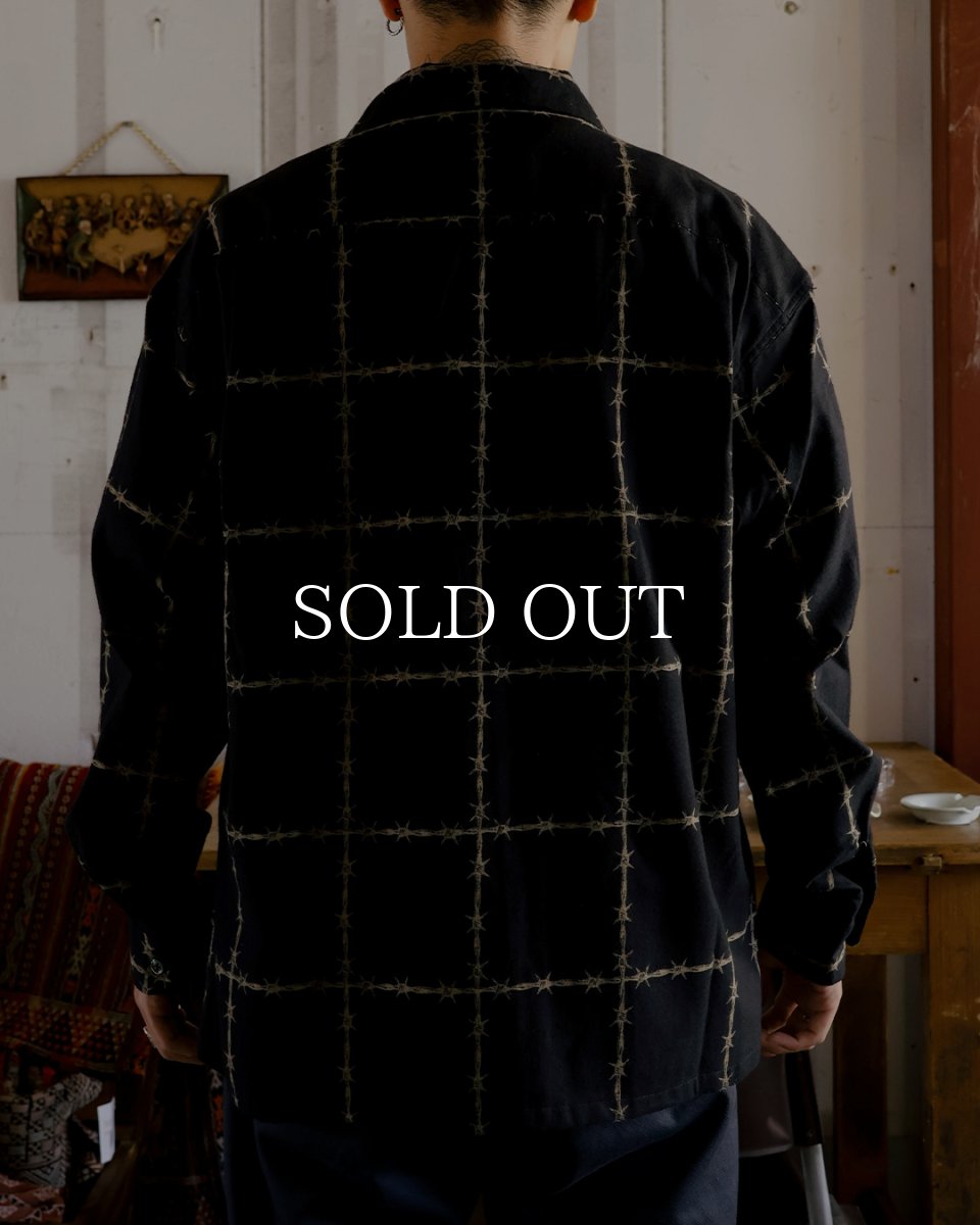 画像4: exodus brand  有刺鉄線 OPEN COLLAR L/S SHIRT (4)