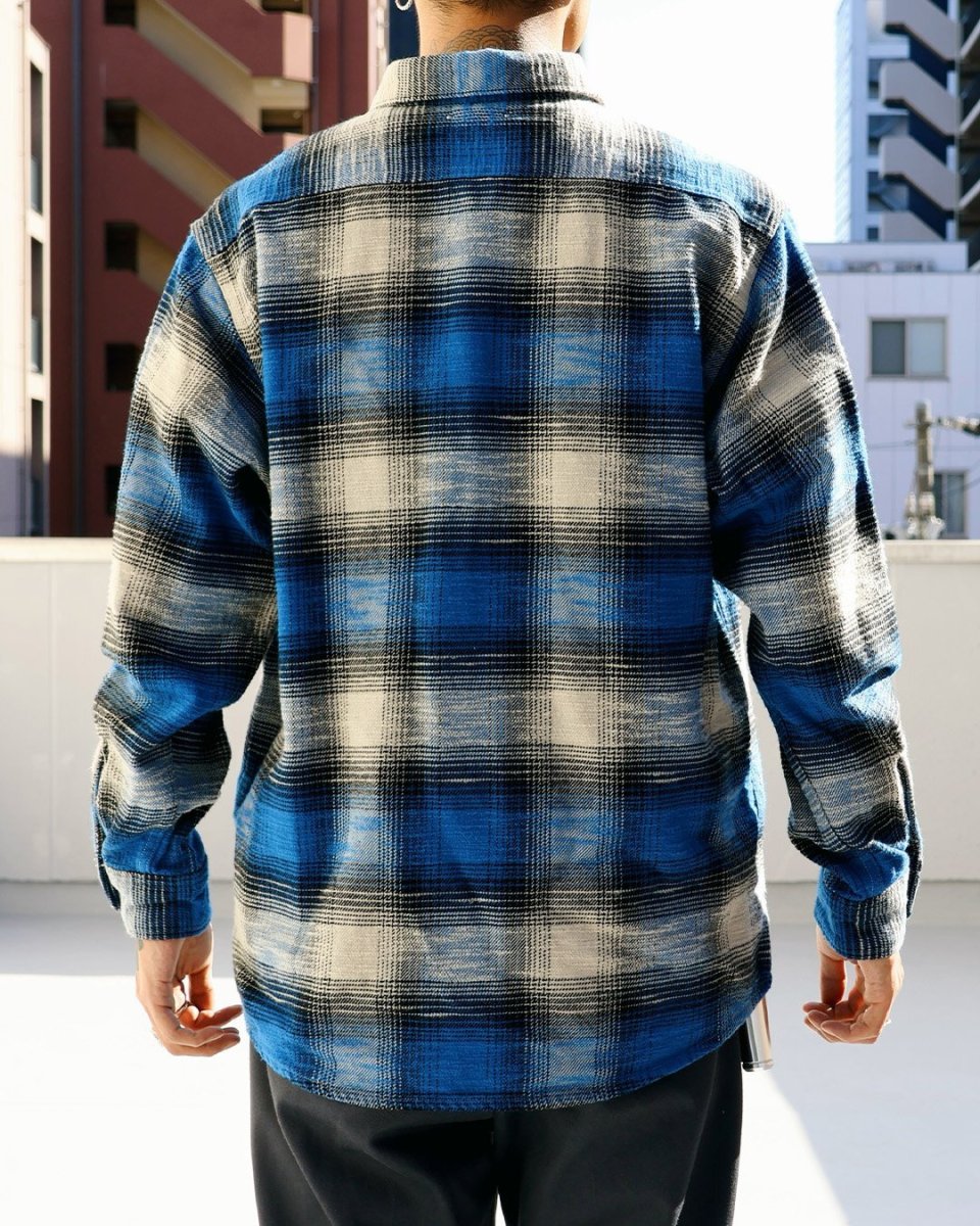 画像4: MINEDENIM  Heavy Cotton Flannel Ombre Work Shirt (4)
