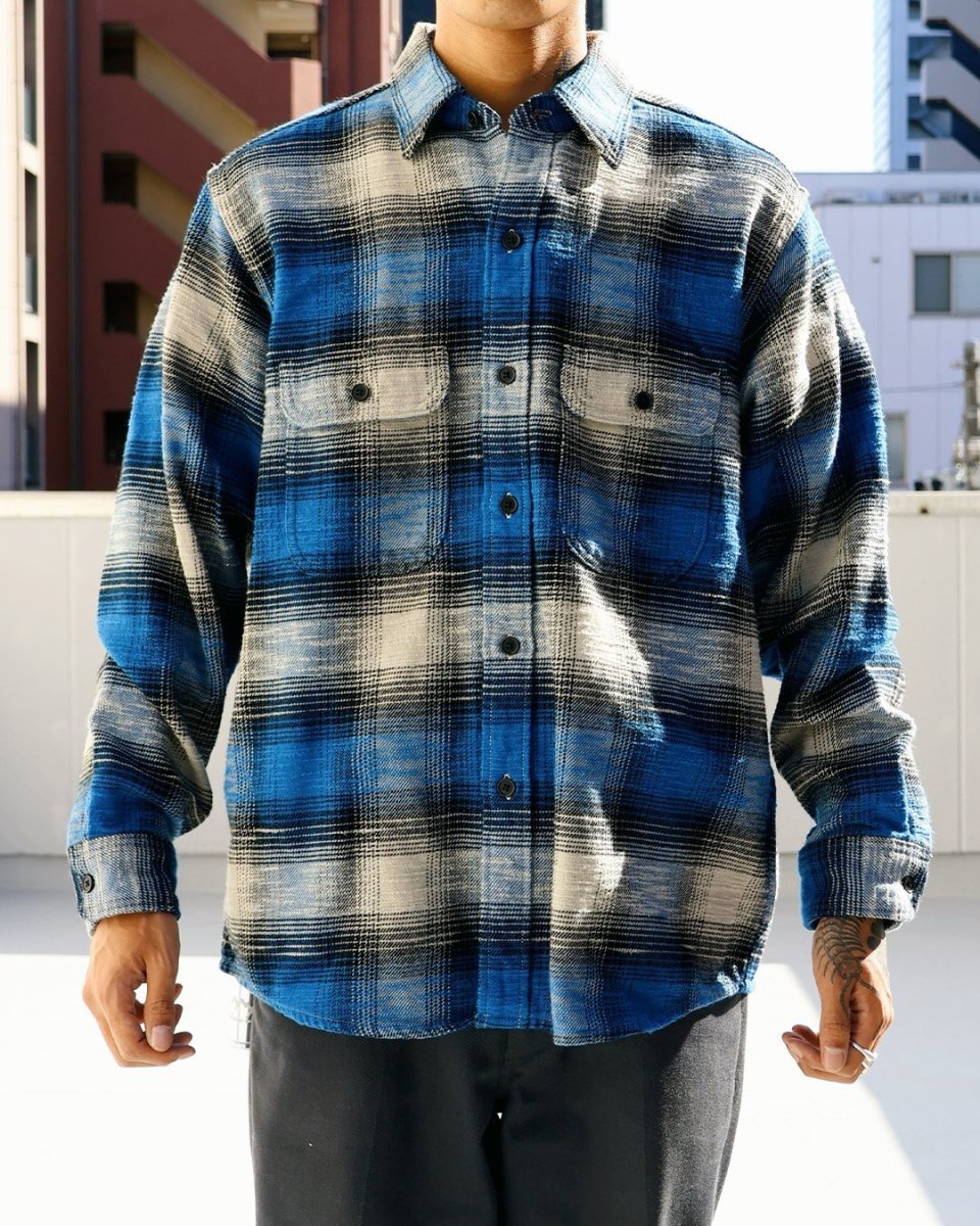 画像3: MINEDENIM  Heavy Cotton Flannel Ombre Work Shirt (3)