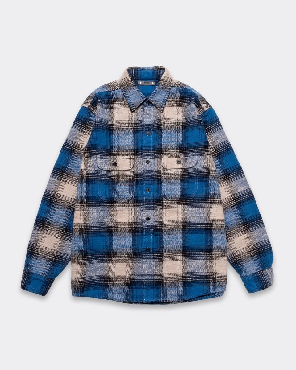 画像1: MINEDENIM  Heavy Cotton Flannel Ombre Work Shirt (1)