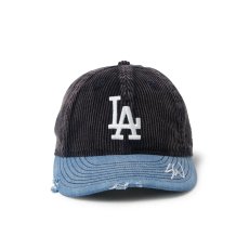 画像7: NEW ERA  9THIRTY Sean Wotherspoon ロサンゼルス・ドジャース ネイビーコーデュロイ ウォッシュドデニムバイザー (7)