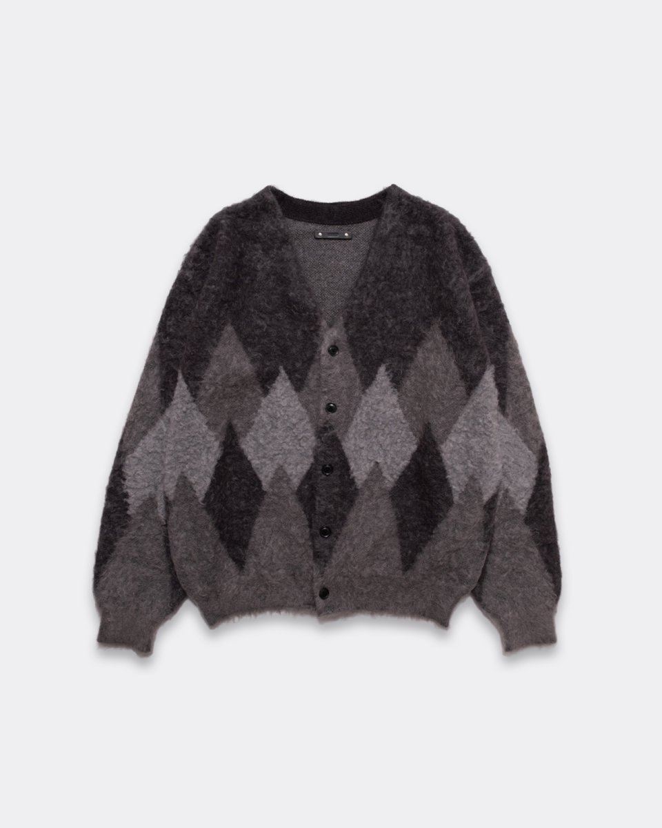 画像1: MINEDENIM  Mohair Argyle Knit Cardigan Knit Cardigan (1)